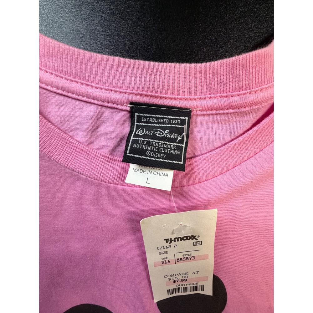 Walt Disney Mickey Mouse Pink Graphic T-Shirt Womens Large NWT Winking Mickey K2 - Picture 3 of 6